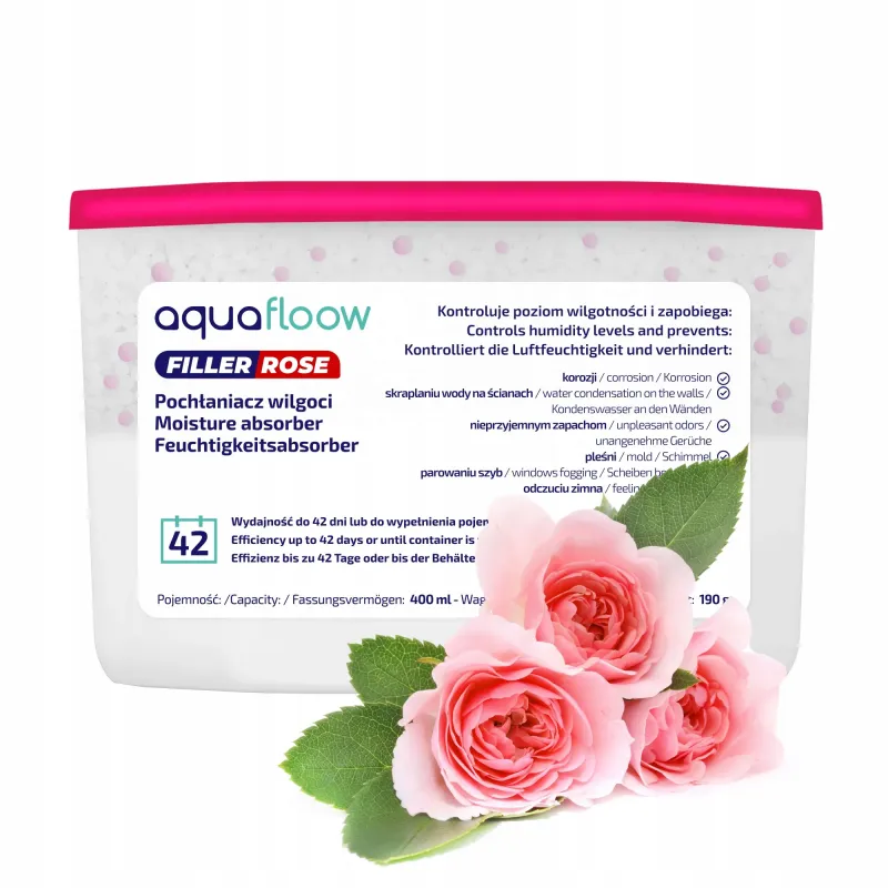 Pochłaniacz wilgoci Aquafloow Filler Rose o zapachu róży 400 ml