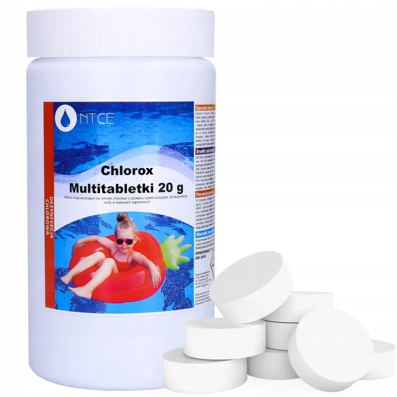 Multitabletki chlorowe, bakteriobójcze do dezynfekcji wody basenowej NTCE Chlorox 20 g - opak. 1 kg