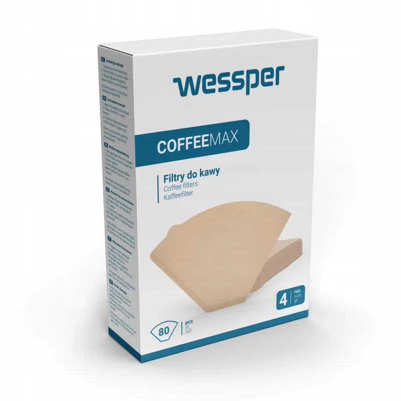 Papierowe filtry do kawy Wessper CoffeeMax, do ekspresu przelewowego rozm. 4, 80 szt.