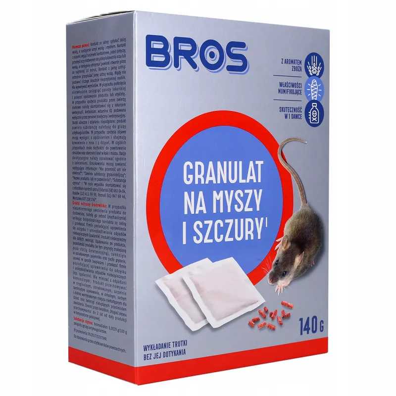 Granulat na myszy i szczury Bros 140 g