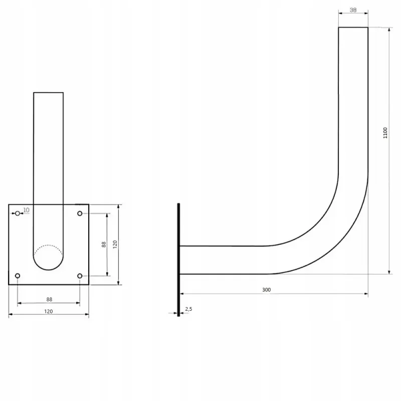 Maszt (uchwyt) do anteny satelitarnej Libox 110 cm