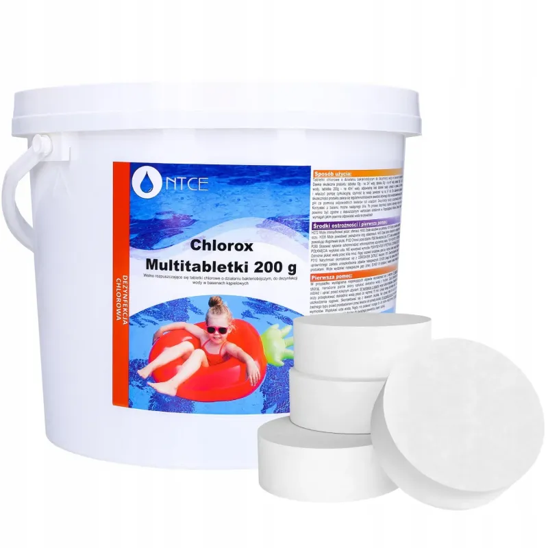 Multitabletki chlorowe, bakteriobójcze do dezynfekcji wody basenowej NTCE Chlorox 200 g - opak. 3 kg