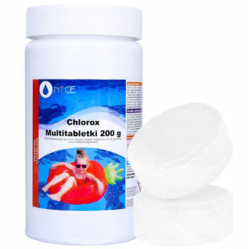 Multitabletki chlorowe, bakteriobójcze do dezynfekcji wody basenowej NTCE Chlorox 200 g - opak. 1 kg