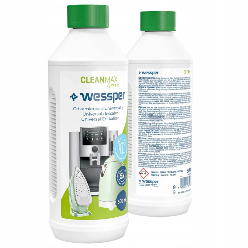 Odkamieniacz uniwersalny Wessper CleanMax Green do ekspresu, czajnika, żelazka 500 ml