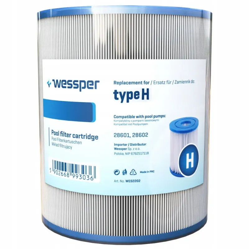 Filtr Wessper typ H kompatybilny z pompami basenowymi Intex 28601 / 28602