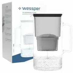 Dzbanek filtrujący szklany Wessper D2 Borosilicate 3 l czarny z filtrem AquaMax Standard