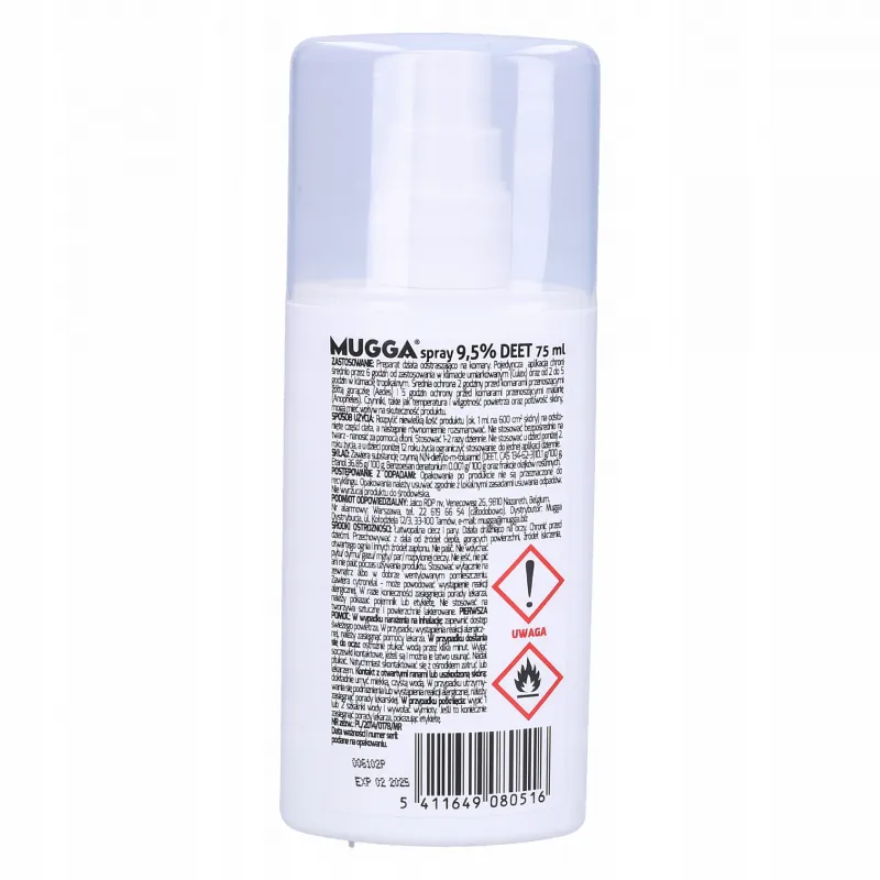 Spray na komary i kleszcze DEET 9,5% Mugga Insect Repellent 75 ml