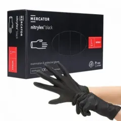 Rękawiczki nitrylowe bezpudrowe Mercator czarne rozm. L 100 szt.
