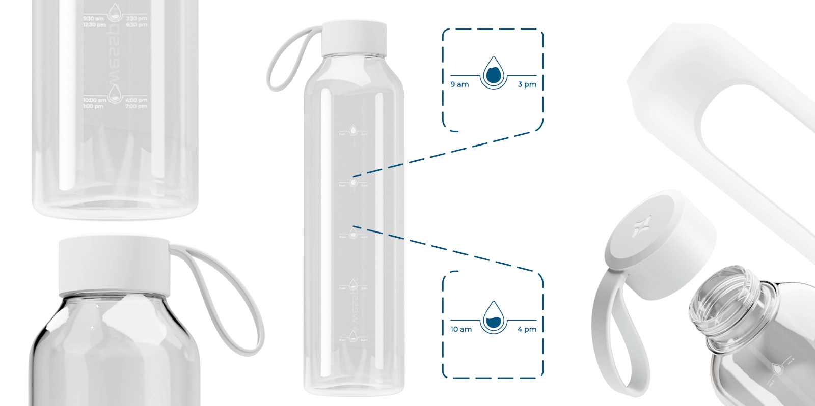 Szklana butelka na wodę Wessper B1 Borosilicate – szczelna, bez BPA, z miarką