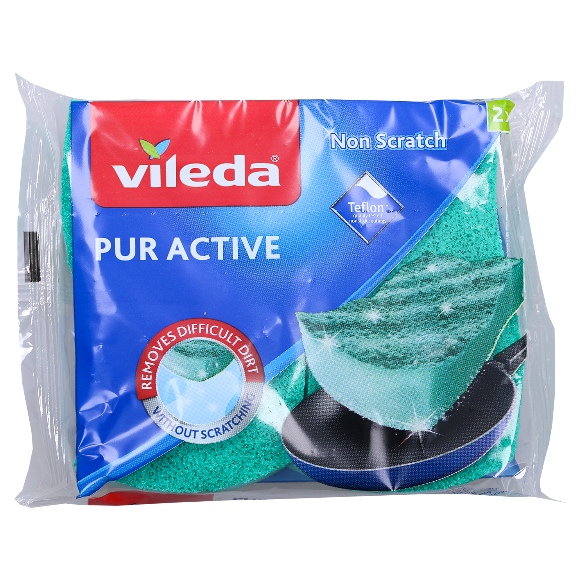 Zmywak (gąbka) do naczyń, teflonu Vileda Pure Active 2 szt.