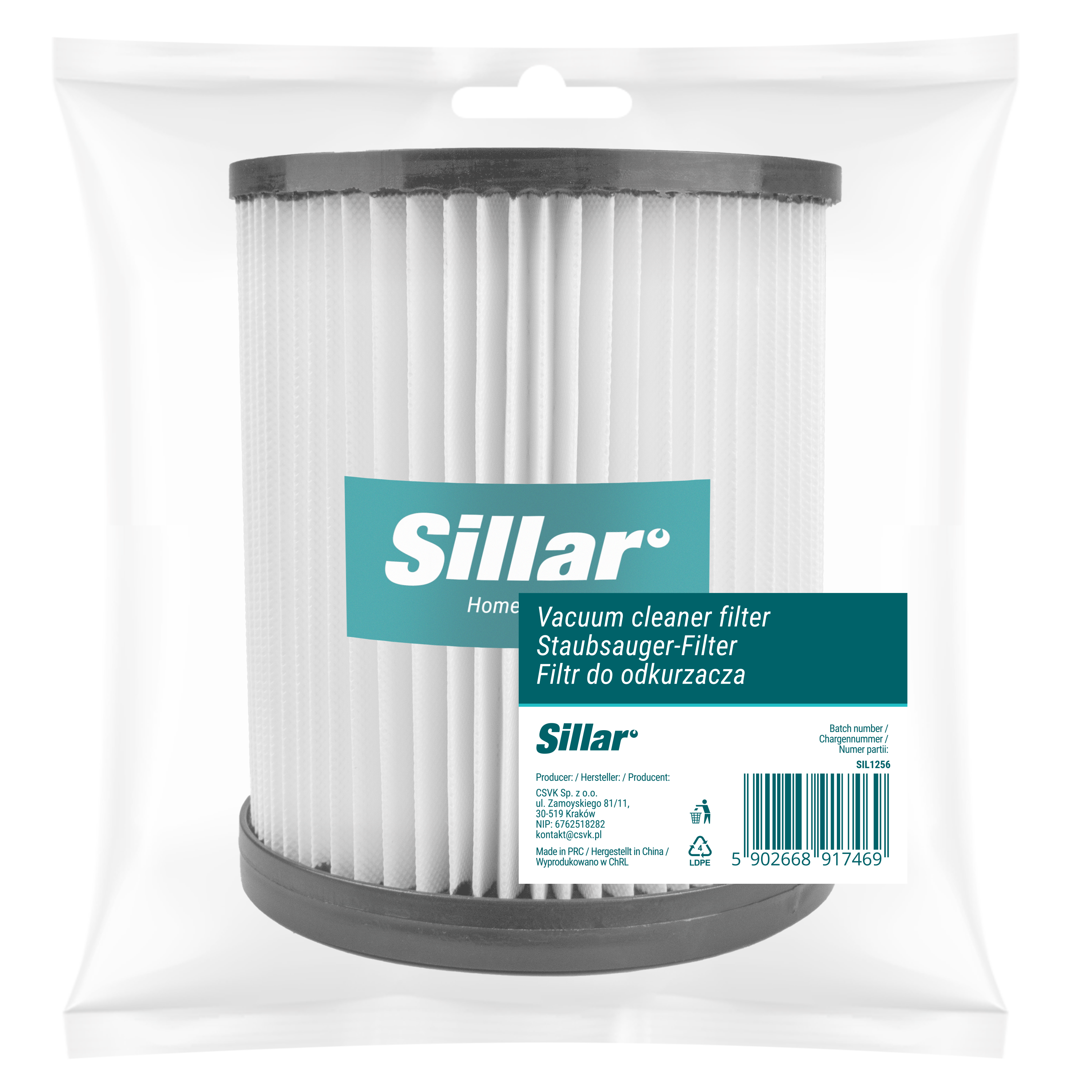 Filtr do odkurzacza Parkside PWD 91096424 – zmywalny zamiennik z poliestru