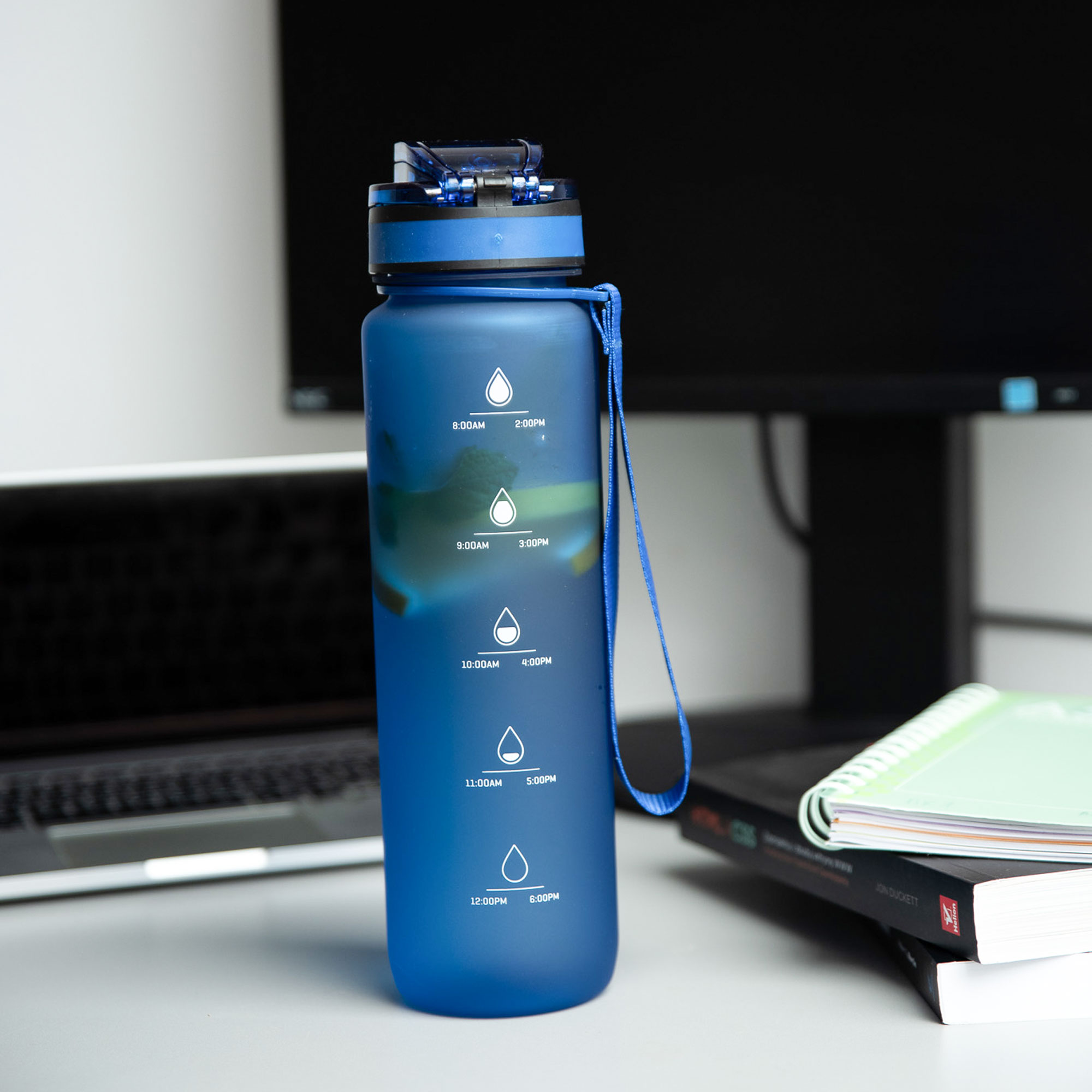 Butelka motywacyjna Wessper ActiveMax Triline ciemnoniebieski mat z podziałką