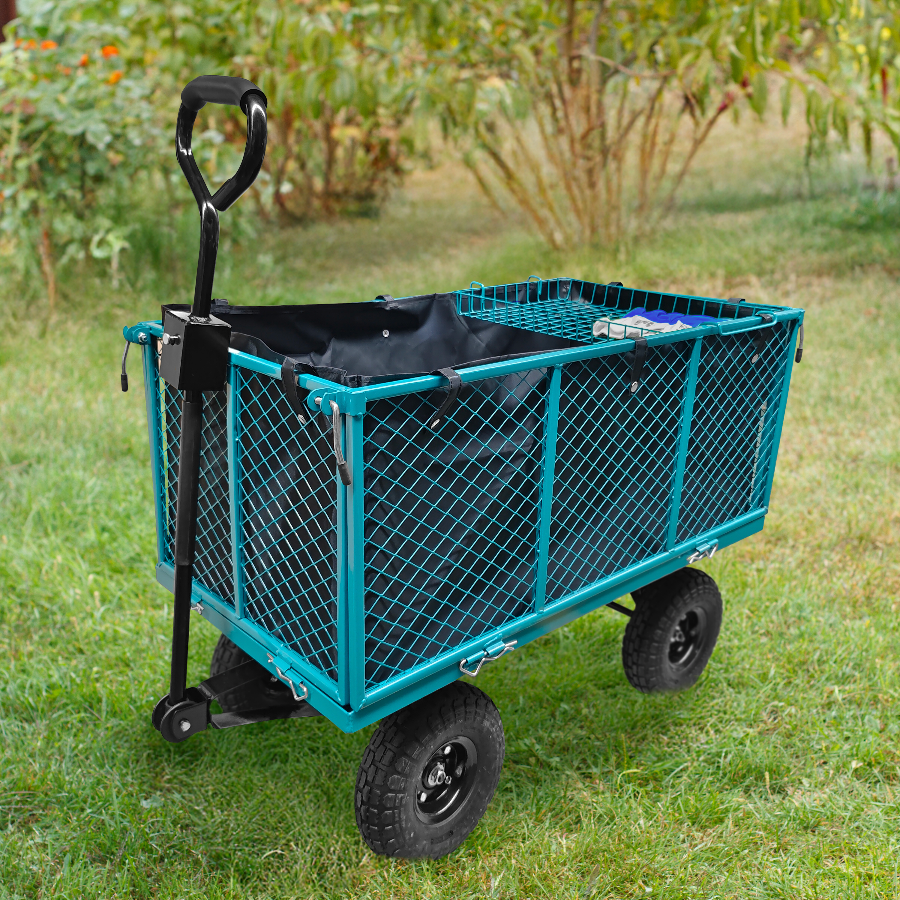 Wózek ogrodowy Sillar 350 kg z materiałowym koszem + rękawice