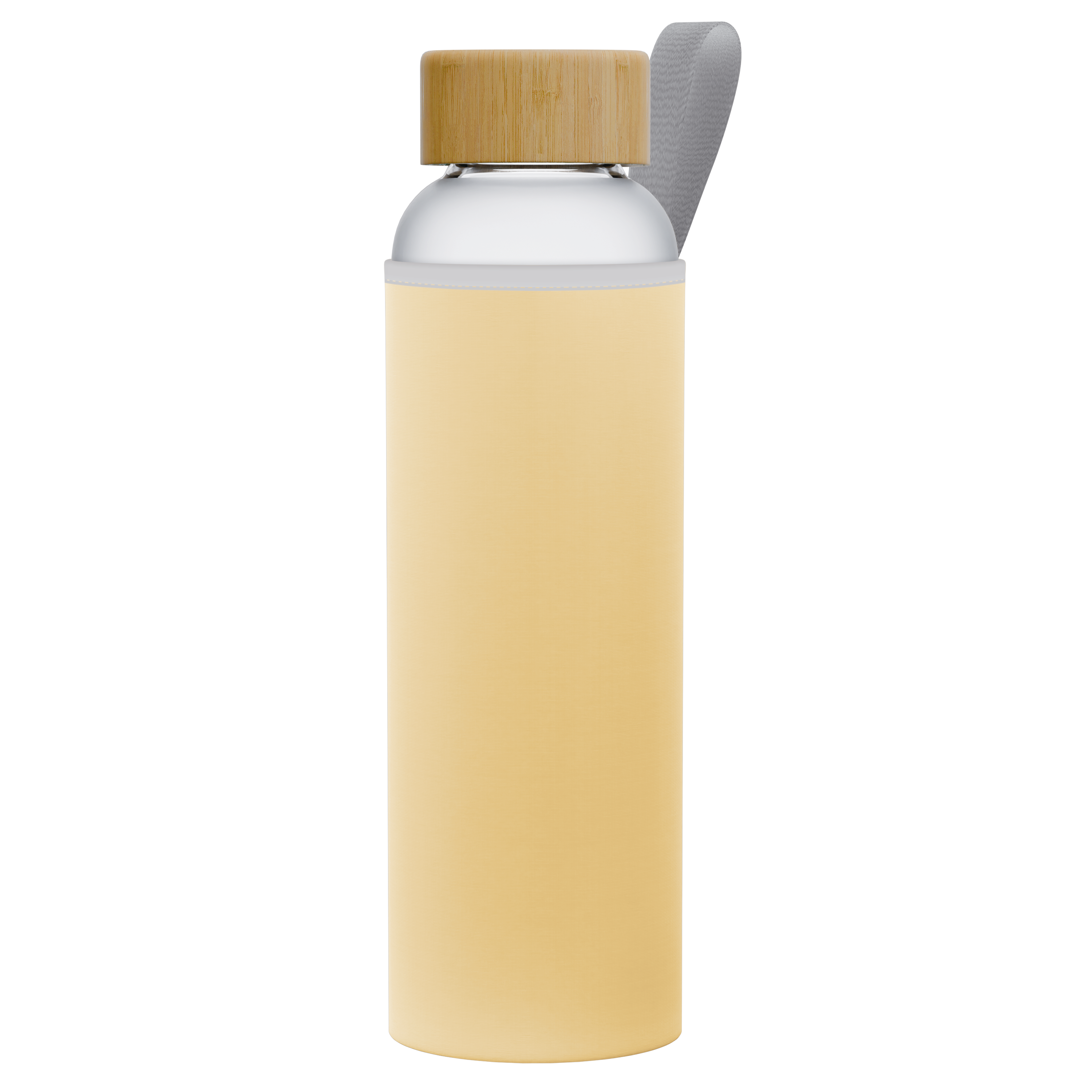 Szklana butelka na wodę w morelowym, neoprenowym etui