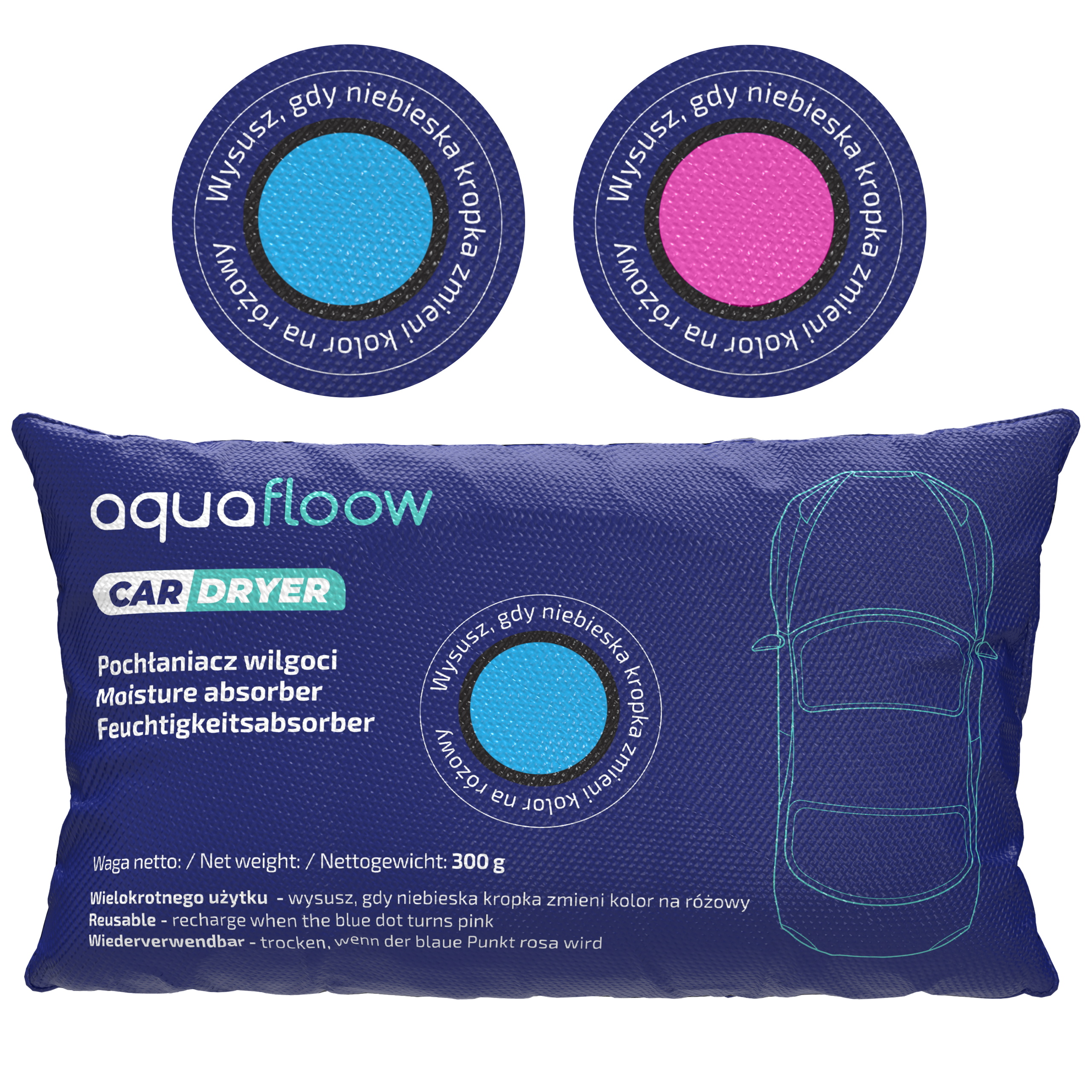 Pochłaniacz wilgoci do samochodu Aquafloow Car Dryer  ze wskaźnikiem nasycenia