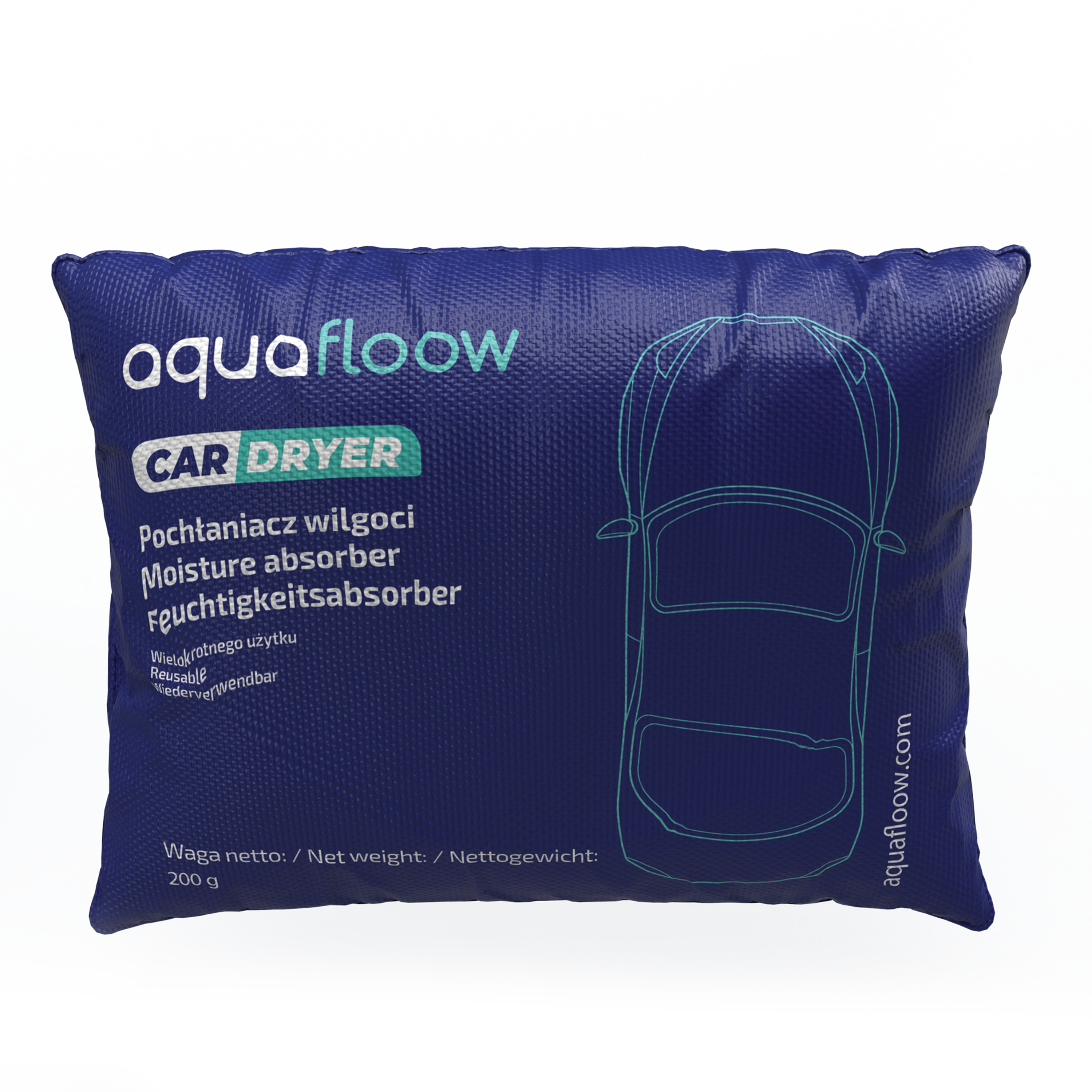 Pochłaniacz wilgoci Aquafloow do samochodu, wielokrotnego użytku 200 g