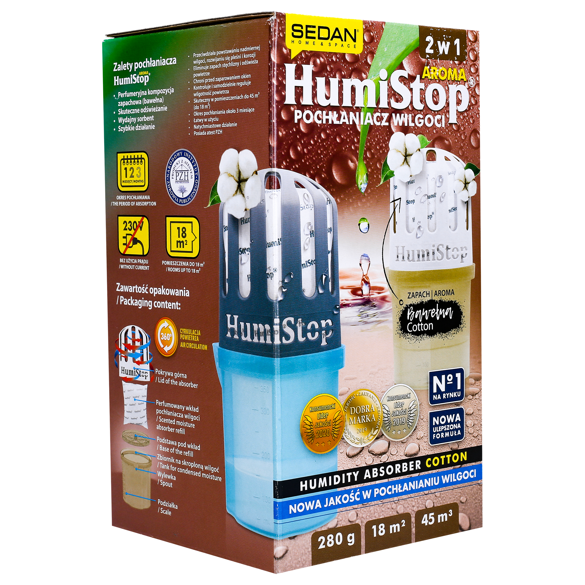 Pochłaniacz wilgoci HumiStop beżowy z wkładem o zapachu bawełny 280 g