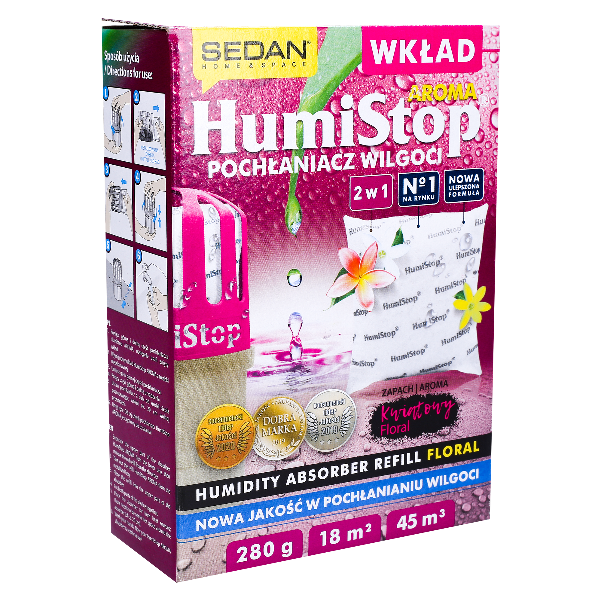 Wkład do pochłaniacza wilgoci HumiStop o zapachu kwiatów - 280g