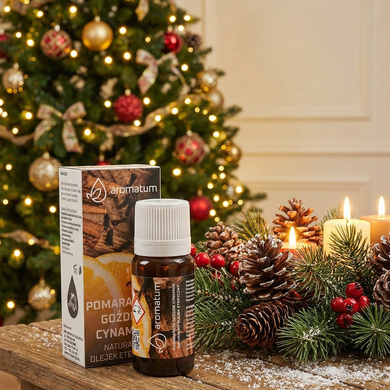 Świąteczna mieszanka olejków eterycznych pomarańcza, goździk, cynamon Aromatum 12 ml