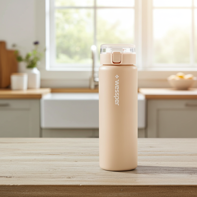 Butelka filtrująca szklana Wessper ActiveMax Clarti Glass beżowa 680 ml