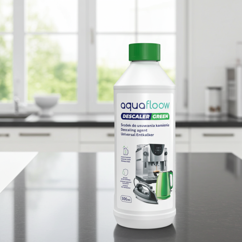 Naturalny środek do usuwania kamienia, odkamieniacz AquaFloow Descaler Green do ekspresu, czajnika 500 ml