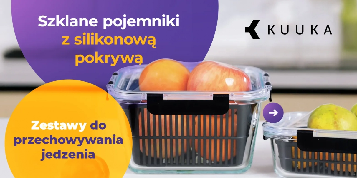 Kuuka – szklane pojemniki z silikonową pokrywą, zestawy do przechowywania jedzenia, sałatek i owoców